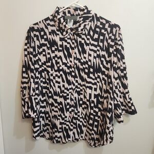 Les Copains Made in Italy 100% Silk Button-Up Blouse size XL